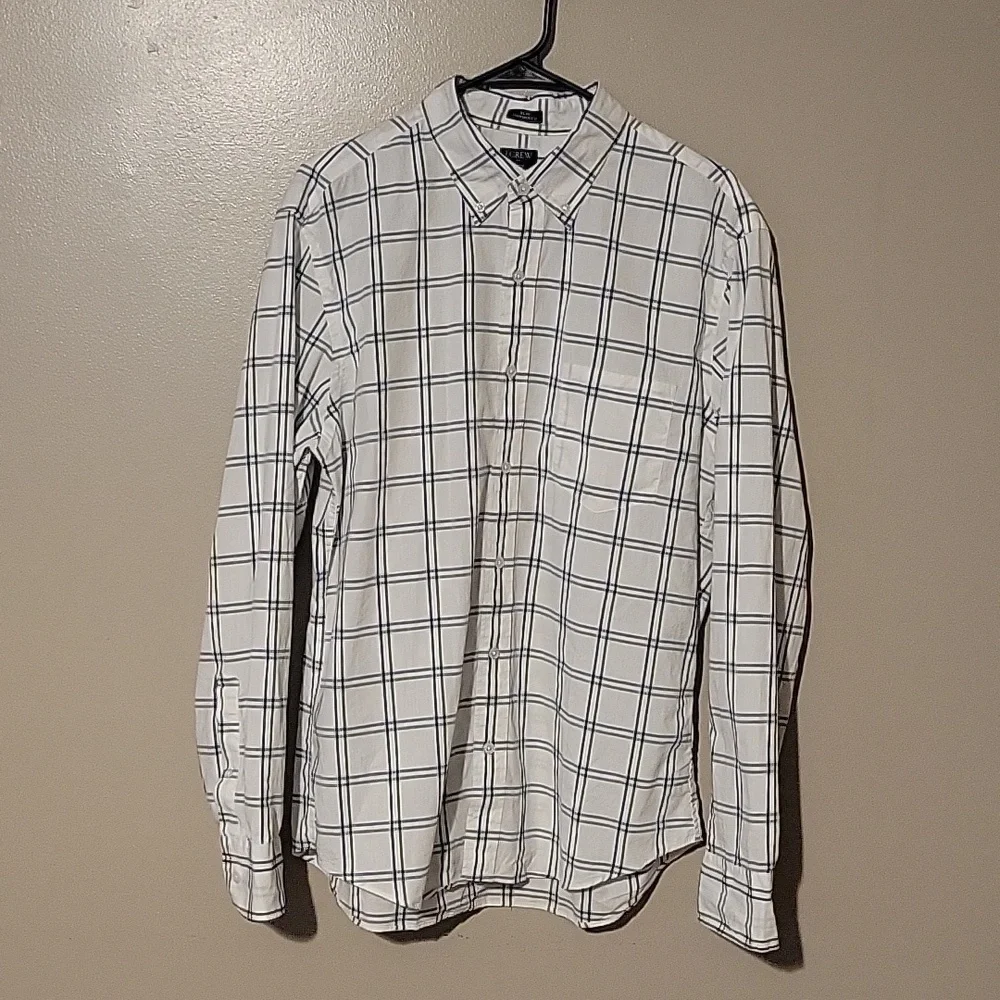J.‎ Crew Button Down Longsleeve Plaid Shirt White Mens Size Large